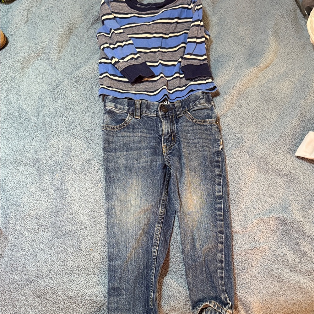 Stylish Blue Striped Kids Jeans